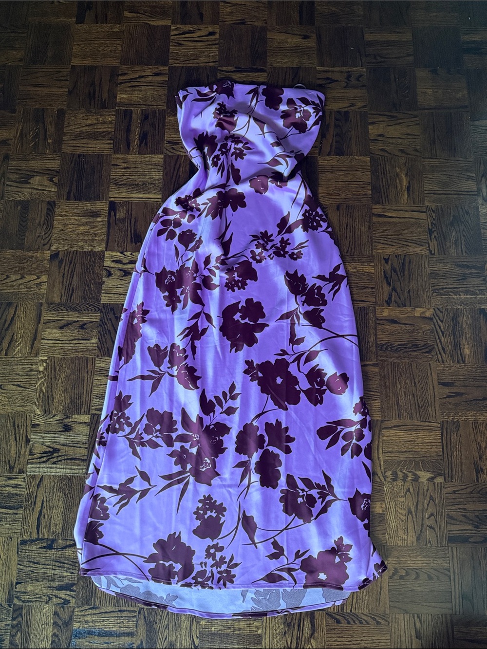 NEW Camila Coelho Lavender Strapless Floral Maxi Dress